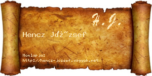 Hencz József névjegykártya